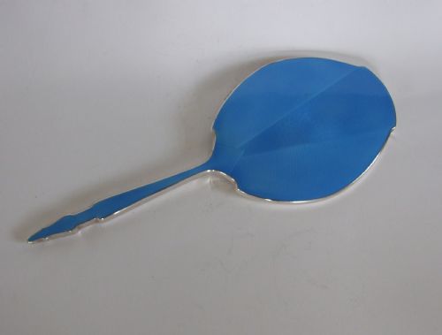 A Magnificent Art Deco Silver and Enamel Hand Mirror.