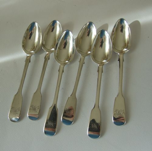 A Set of Six Victorian Silver Teaspoons.