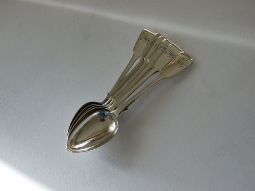 fig 1. A set of six Victorian silver teaspoons.