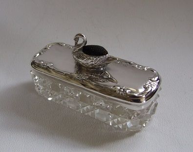 An Extremely Rare Edwardian Silver Pincushion Trinket Box.