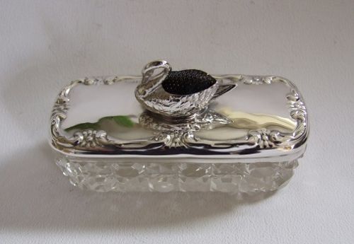 fig 1. An extremely rare Edwardian silver pincushion trinket box.