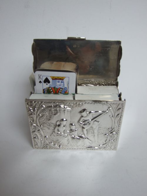 An Extremely Rare Four Deck, Silver Playing Card Box