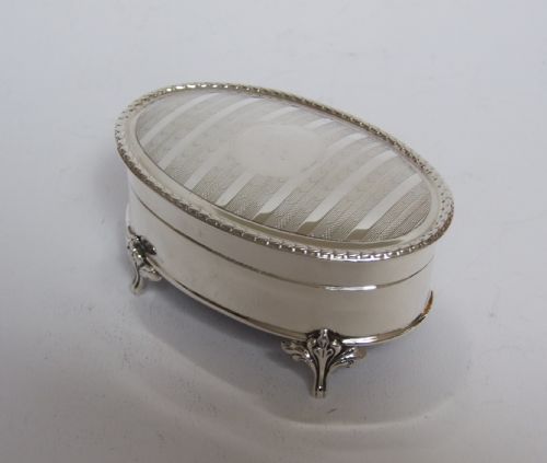 A Stylish Oval Silver Trinket Box.