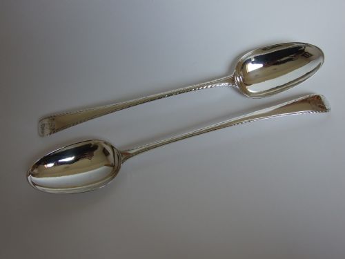 A Spectacular Pair of 18th Century Silver Stuffing/basting Spoons.