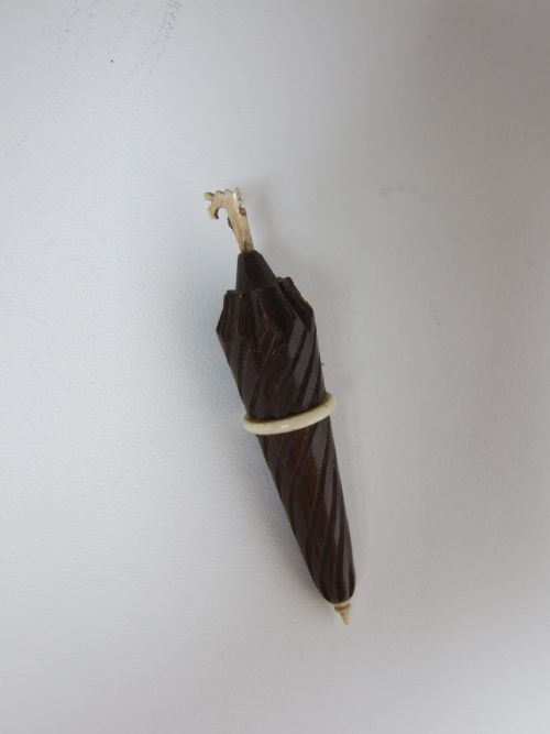 A Charming Victorian Ivory and Carved Wood Novelty Needle Case.