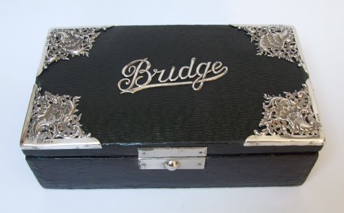 A Wonderful Edwardian Silver Mounted Bridge Gaming Box.
