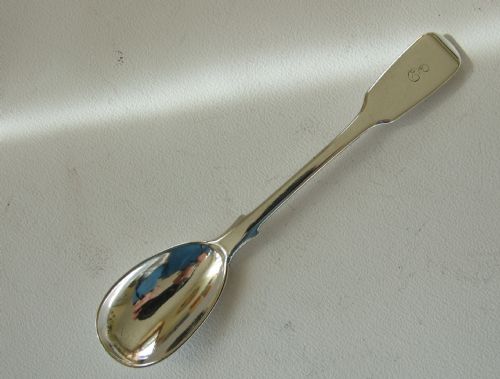 A Good Victorian Silver Fiddle Pattern Condiment Spoon.