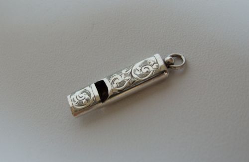 A Charming Edwardian Small Silver Dog Whistle.