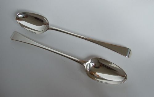 A Superb Pair of 18th Century Silver Basting/stuffing Spoons.