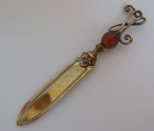An Unusual Victorian Brass Bookmark with Initial 'H' Terminal.