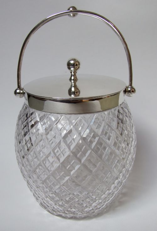 fig 1. A splendid Edwardian silver mounted biscuit barrel.