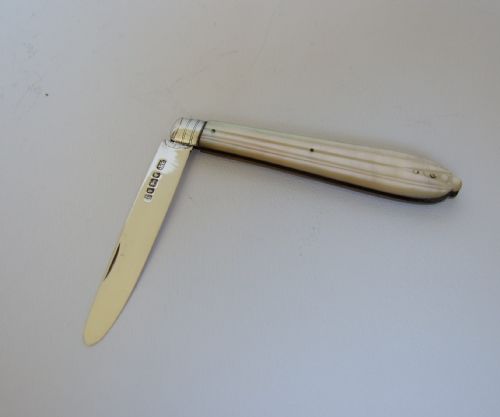 A Good Mid-victorian Silver and Mother-of-pearl Fruit Knife.