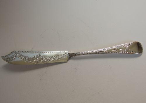 A Lovely Edwardian Engraved Silver Butter Knife.