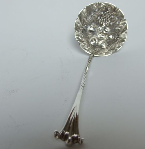 An Unusual Victorian Onslow Pattern Silver Sifter Spoon.
