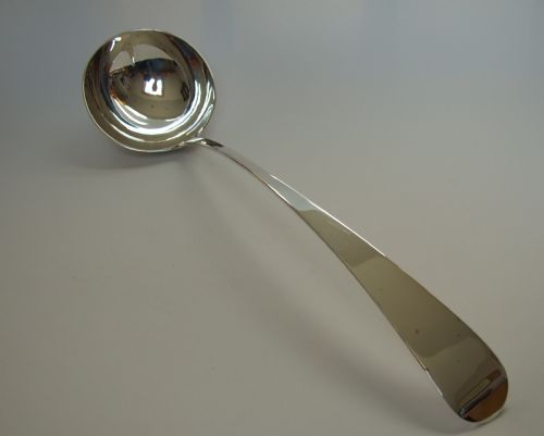 A Splendid Georgian Scottish Silver Soup Ladle.