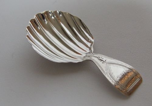fig 1. A lovely Georgian silver caddy spoon with rare hallmark.
