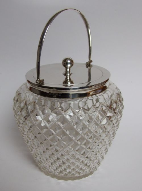 A Handsome Silver Mounted Edwardian Biscuit Barrel.