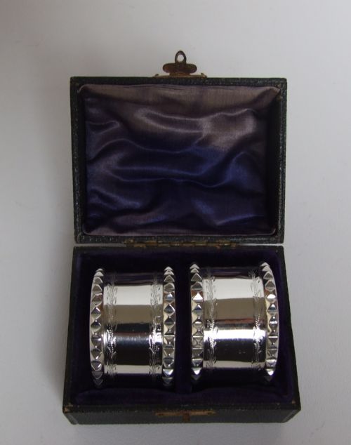 A Handsome Pair of Boxed Edwardian Silver Napkin Rings.