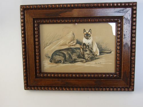Wonderful Vintage Lucy Dawson Print in Oak Frame.