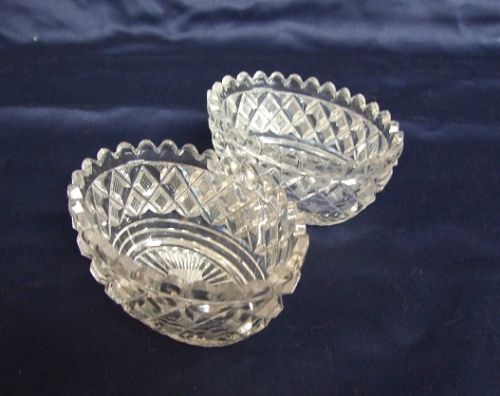 A Gorgeous Pair of Regency Cut Glass Condiment Tubs.