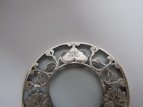 fig 1. A lovely Sterling Silver wine glass coaster.