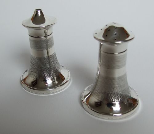 A Good Art Deco Silver Salt & Pepper Pot.