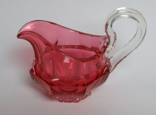 A Superb Victorian Cut Glass Cranberry Cream Jug.