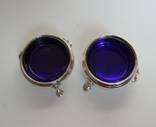 fig 1. A fine pair of George II silver cauldron salts.