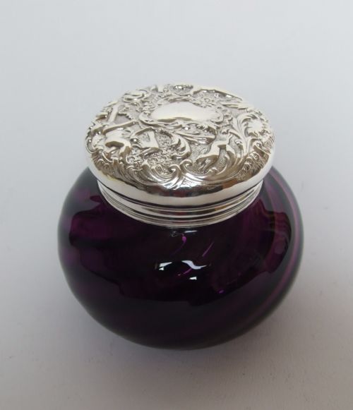 A Gorgeous Victorian Silver Lidded Powder Bowl.