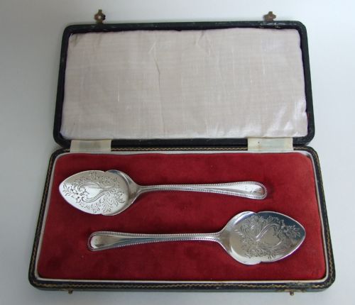 A Handsome Pair of Victorian Silver Preserve or Ice Cream Spades.