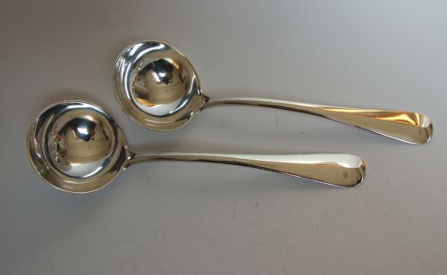 A Handsome Pair of Silver Rat-tail Gravy/sauce Ladles.