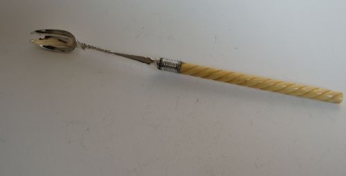 An Extremely Rare Victorian Silver Olive Spoon.