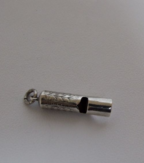 A Charming Victorian Small Silver Dog Whistle.