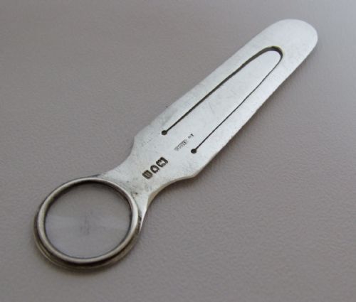 fig 1. A rare Sampson Morden Victorian silver bookmark/magnifying glass.