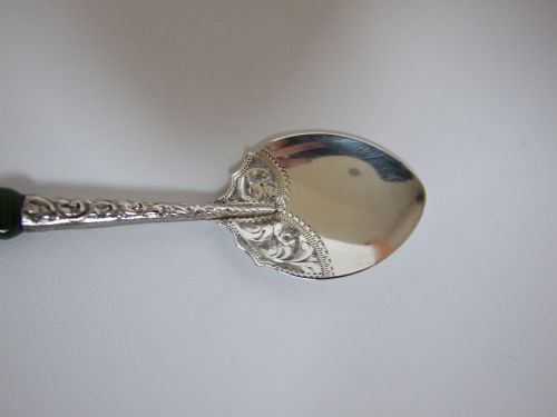 fig 1. A gorgeous silver and Imperial Jade preserve spoon.