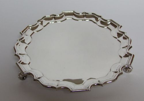 A Handsome Silver Card Tray/small Salver.