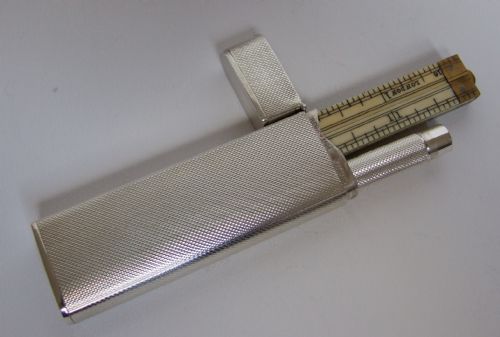 An Exceptionally Rare Asprey Silver Cased Rule and Pencil.