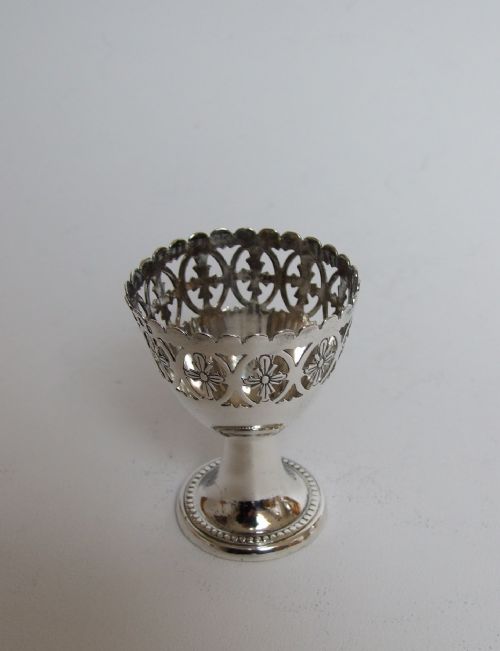 An Unusual Mid Victorian Pierced Silver Egg Cup.