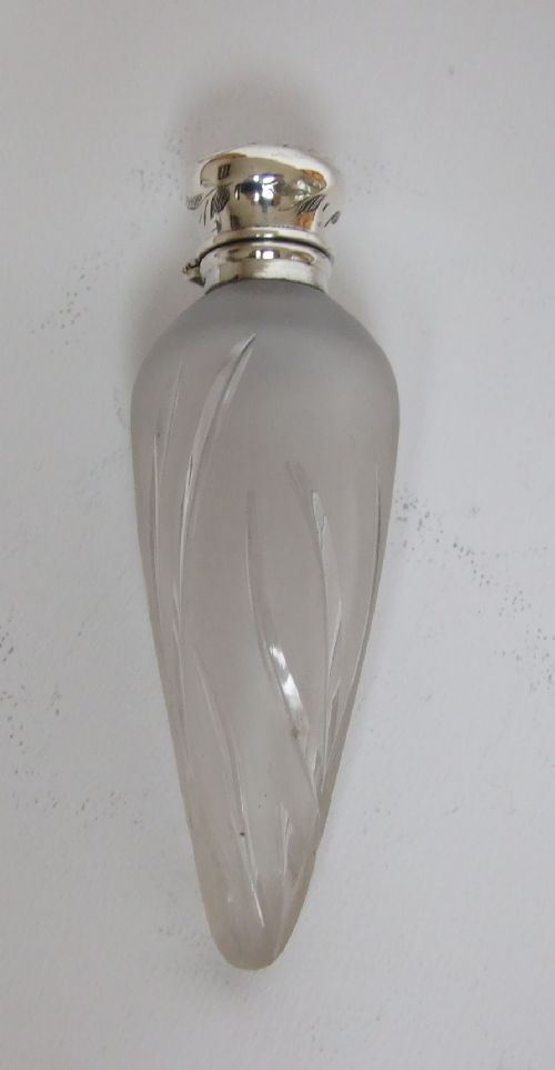 A Rare Victorian Silver Mounted 'Icicle' Scent Bottle.