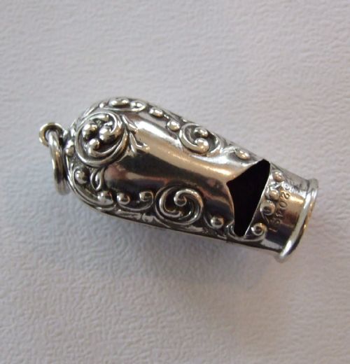 A Superb Large Victorian Silver Dog Whistle.