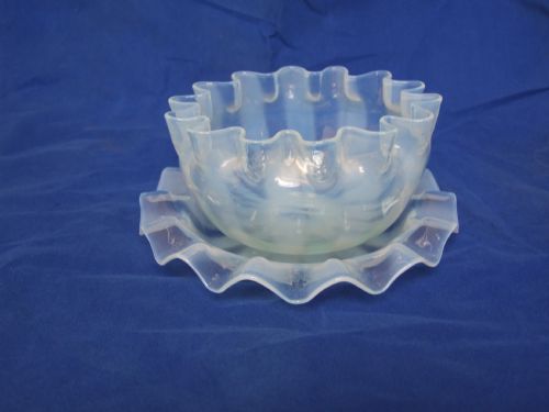 A Gorgeous Victorian Vaseline Glass Bowl and Saucer.