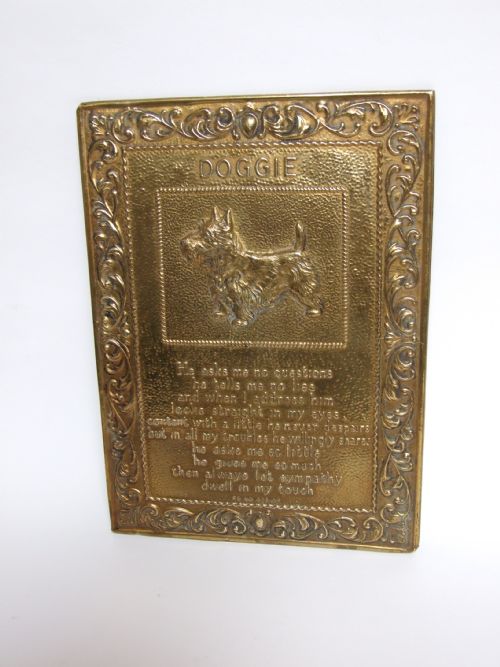 A Delightful Vintage Brass 'Doggie' Wall Plaque.