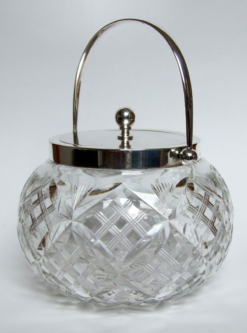 A Fabulous George V Silver Mounted Biscuit Barrel.