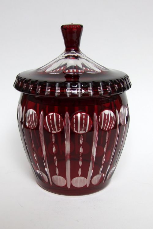 A Gorgeous Edwardian Ruby Glass Biscuit/cracker Barrel.