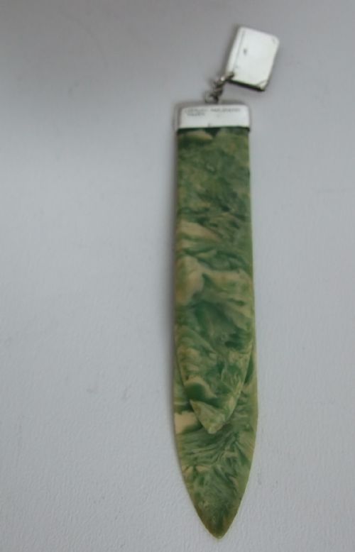 fig 1. An unusual Art Deco Sterling silver & Bakelite bookmark.