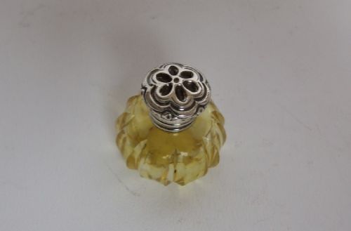 fig 1. A charming Victorian silver mounted citrine perfume bottle.