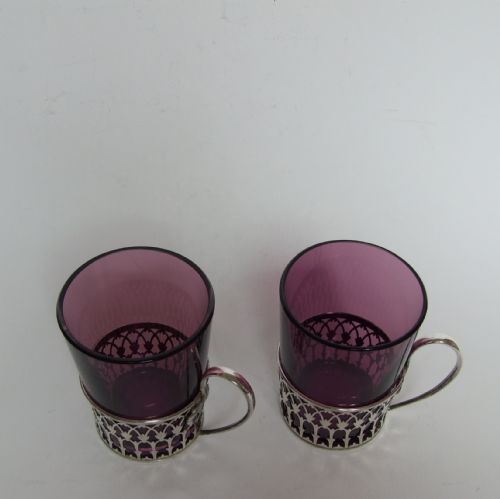 fig 1. A gorgeous pair of silver & amethyst glass tot cups.