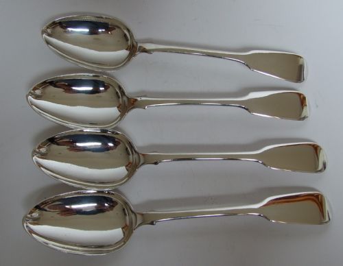 A Superb Set of Four Early Victorian Silver Serving Spoons.