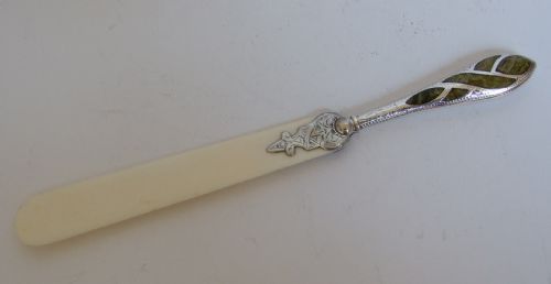 A Gorgeous Victorian Silver & Connemara Marble Page Turner.