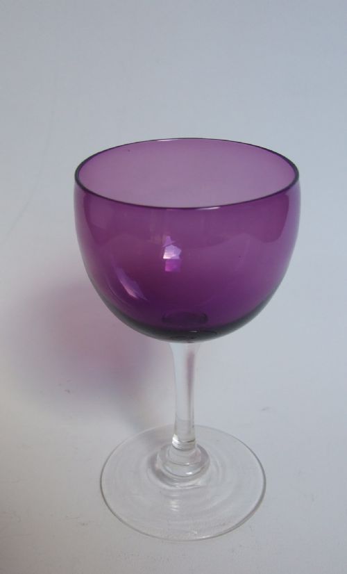 A Rare Victorian Amethyst Bowl Wine Glass.